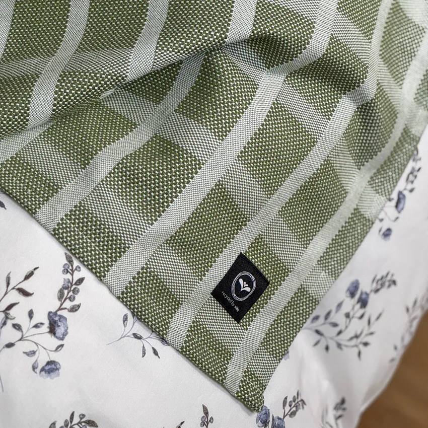 Återvunnet Överkast Bodil, Grön/Vit