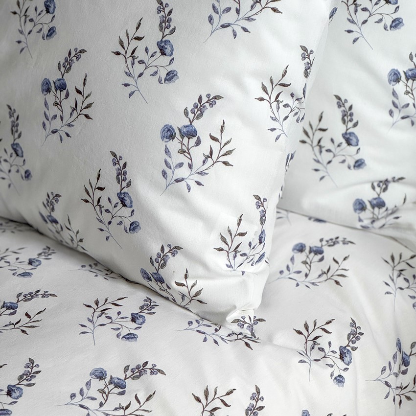 Påslakanset 2-dels Olivia, Vit/Blå