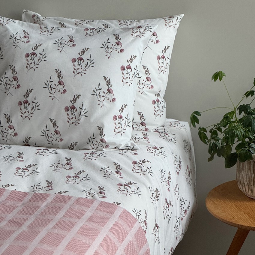 Påslakanset 2-dels Olivia, Vit/Rosa
