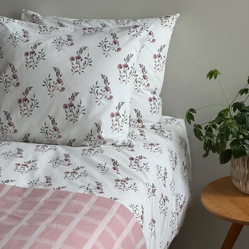 Påslakanset 2-dels Olivia, Vit/Rosa