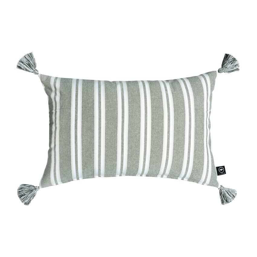 Återvunnet Kuddfodral Elise, Olivgrön/Beige