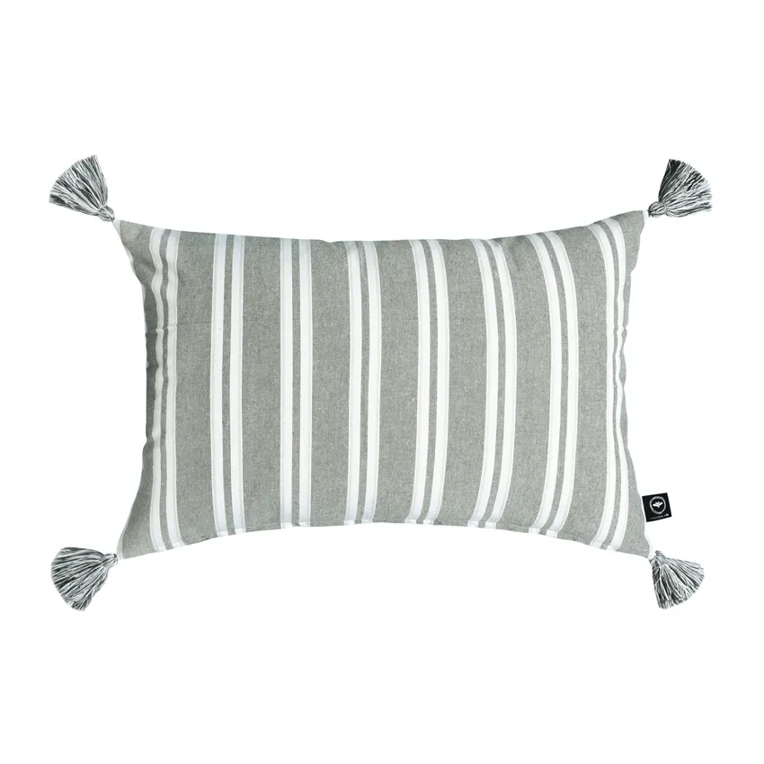 Återvunnet Kuddfodral Elise, Olivgrön/Beige