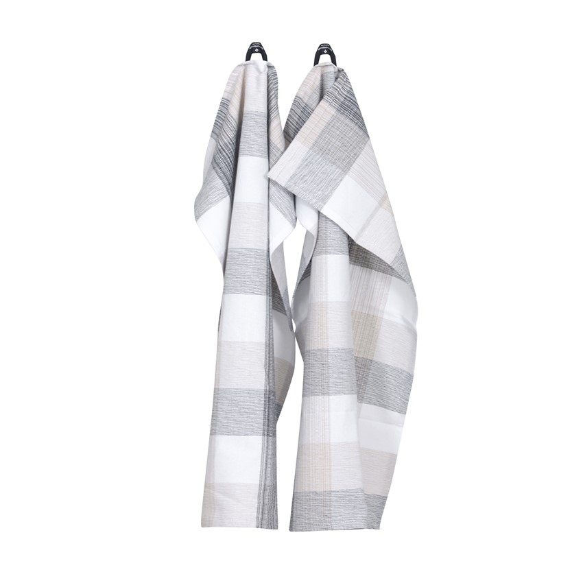 Återvunnen Kökshandduk 2-pack Loke, Mörkgrå/Linne