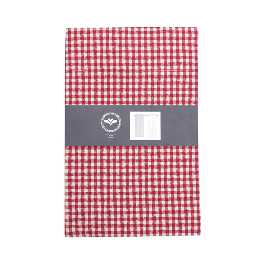 Återvunnen Gardinlängd 2-pack Madicken, Mörkröd/Linne