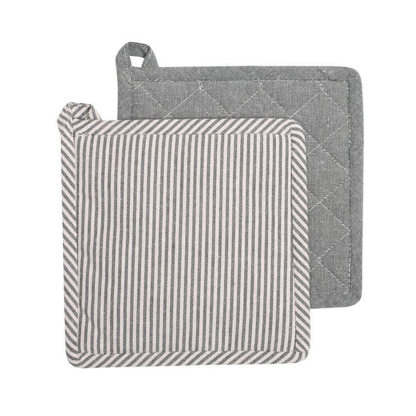 Återvunnen Grytlapp 2-pack Bosse, Olivgrön/Linne