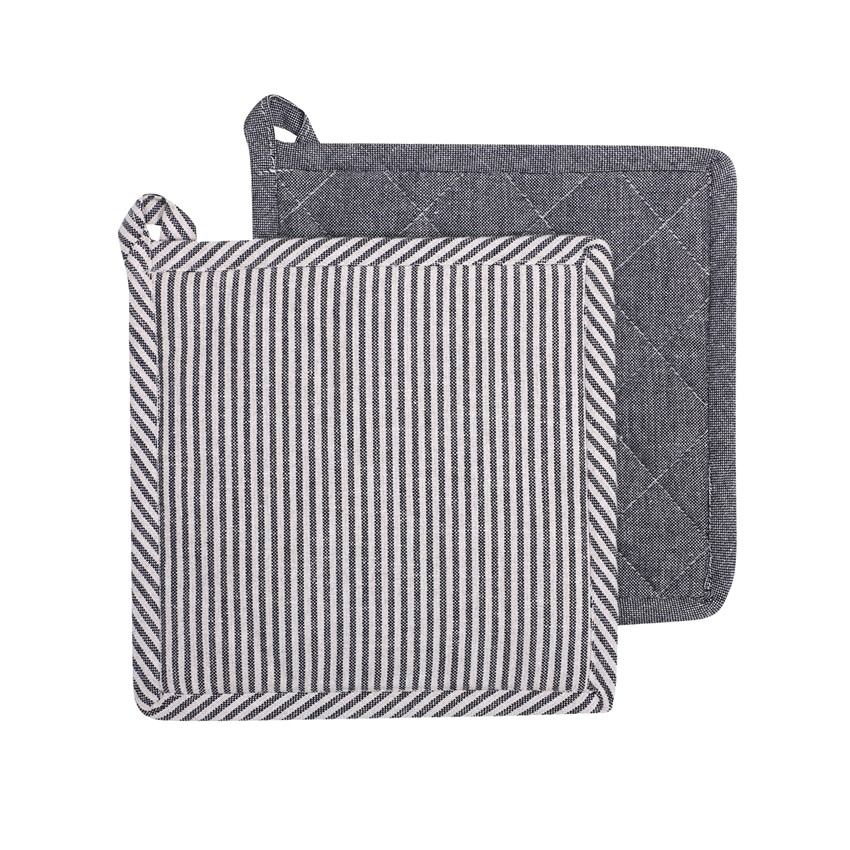 Återvunnen Grytlapp 2-pack Bosse, Svart/Linne