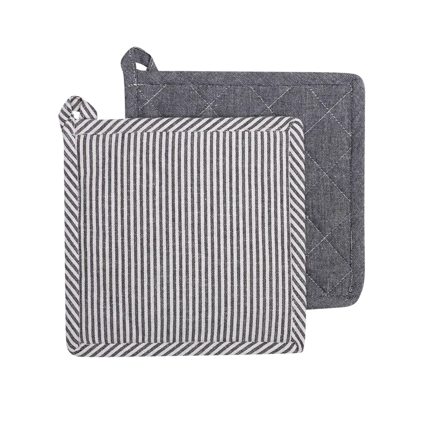 Återvunnen Grytlapp 2-pack Bosse, Svart/Linne