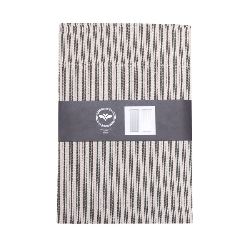 Återvunnen Gardinlängd 2-pack Lina, Olivgrön/Linne