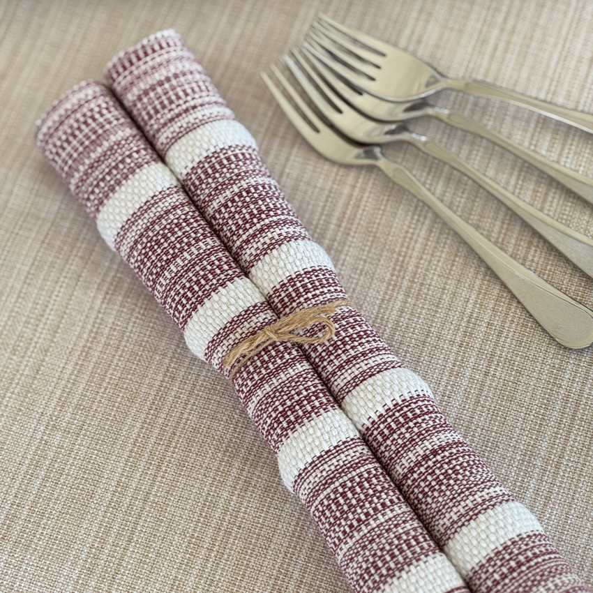 Återvunnen Tablett 2-pack Tuva, Vinröd/Ecru