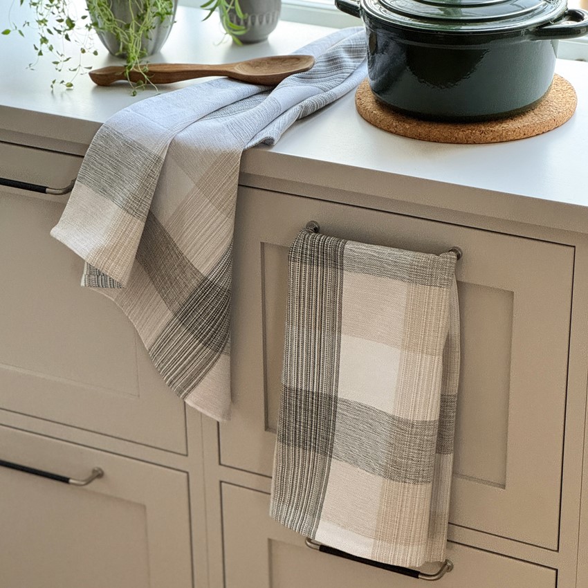 Återvunnen Kökshandduk 2-pack Loke, Olivgrön/Linne