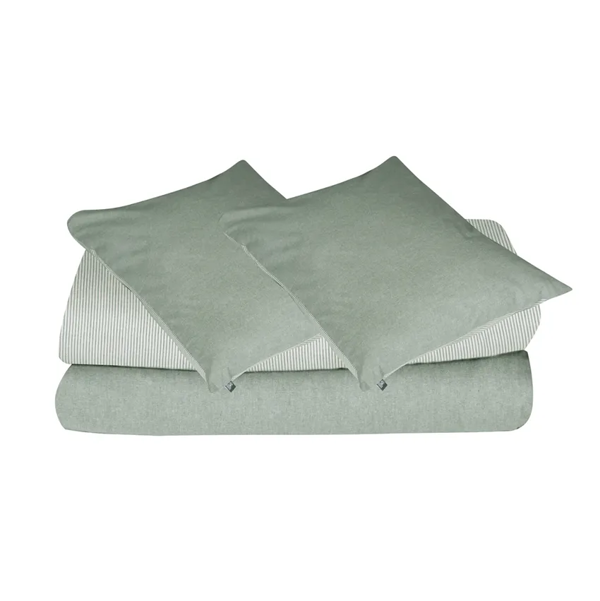 King-size Påslakanset 3-dels Runmarö, Olivgrön/Linne