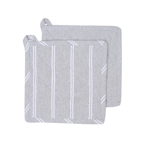 Återvunnen Grytlapp 2-pack Agda, Ljusgrå/Vit