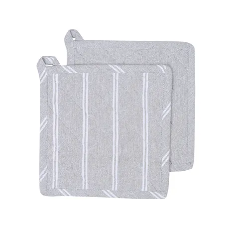 Återvunnen Grytlapp 2-pack Agda, Ljusgrå/Vit