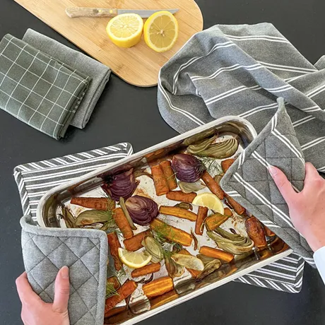 Återvunnen Grytlapp 2-pack Agda, Olivgrön/Beige