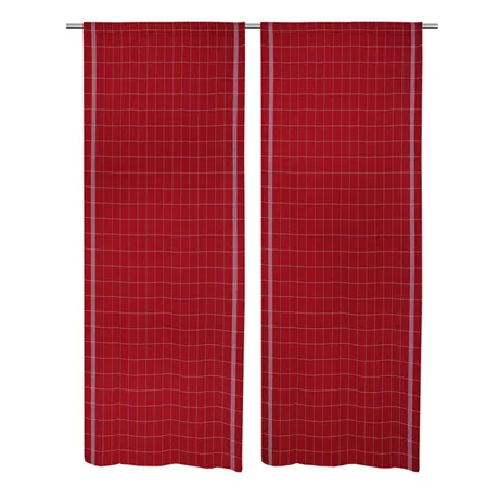 Återvunnen Gardinlängd 2-pack Astrid, Mörkröd/Vit