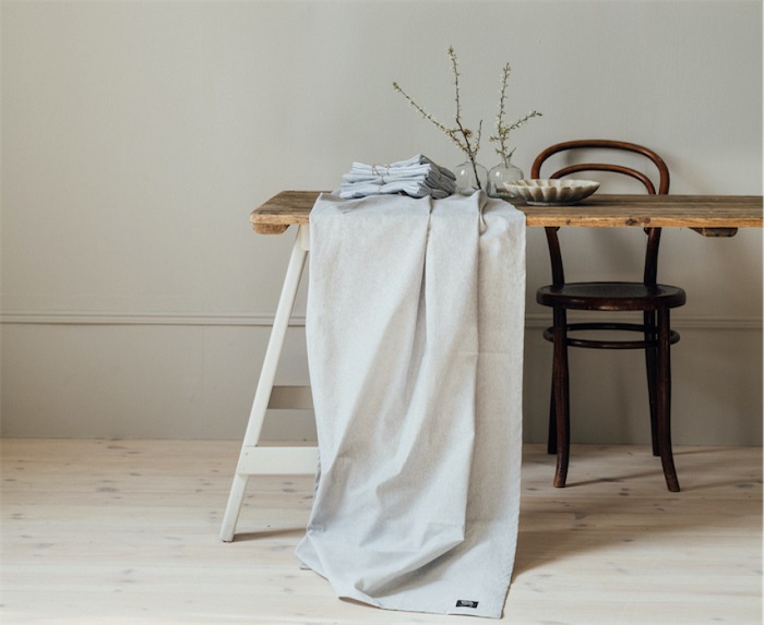 Återvunnen Duk Elin, Ljusgrå/Vit