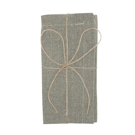 Återvunnen Servett 2-pack Elin, Olivgrön/Beige