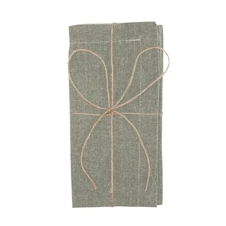 Återvunnen Servett 2-pack Elin, Olivgrön/Beige