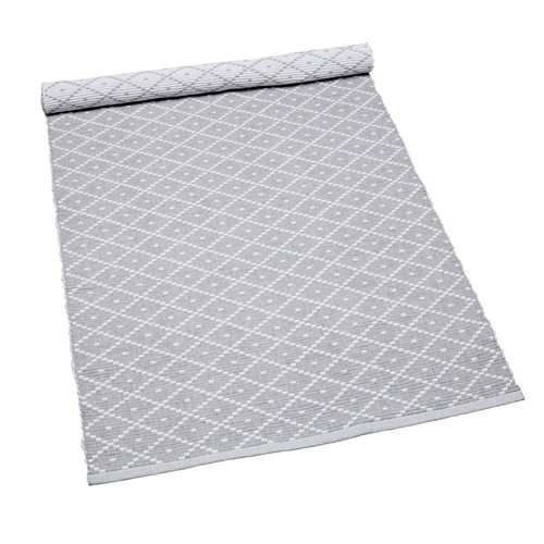 Återvunnen Ripsmatta Ella, Grå/Vit