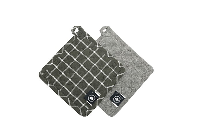 Återvunnen Grytlapp 2-pack Recycling, Olivgrön/Beige