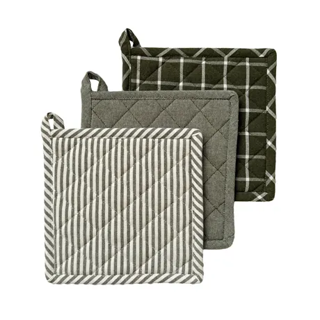 Återvunnen Grytlapp Recycling, 3-sortering, Olivgrön/Beige