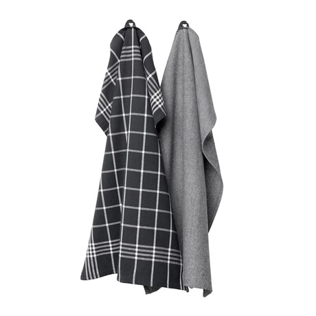 Återvunnen Kökshandduk 2-pack Recycling, Svart/Vit