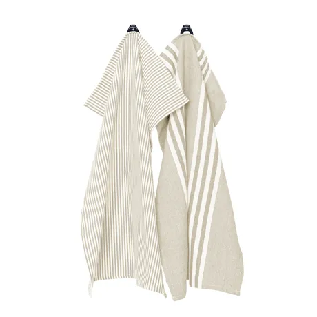 Återvunnen Kökshandduk 2-pack Ronja och Robin, Sand/Beige