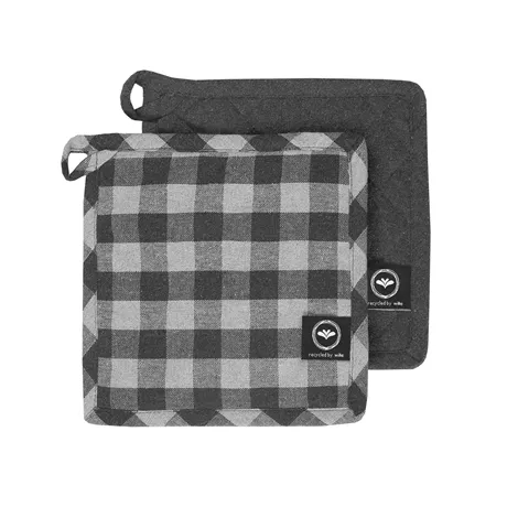 Återvunnen Grytlapp 2-pack Sture, Mörkgrå/Grå