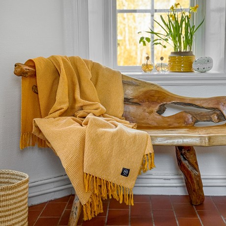 Återvunnen Pläd Valter, Gul/Beige