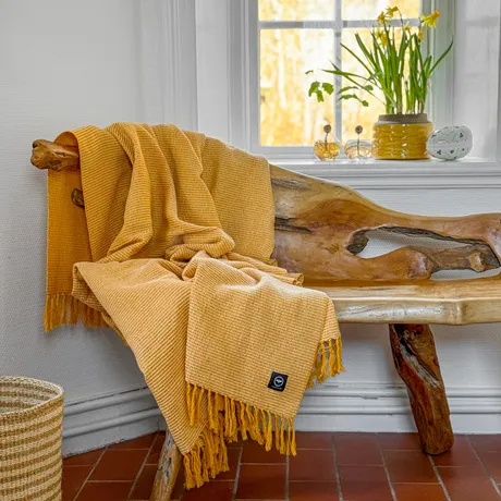 Återvunnen Pläd Valter, Gul/Beige