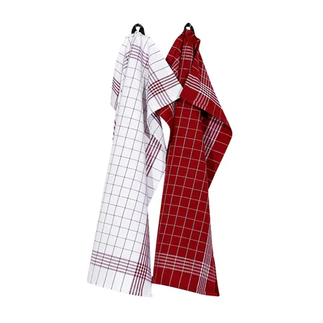 Återvunnen Kökshandduk 2-pack Astrid, Röd/Vit