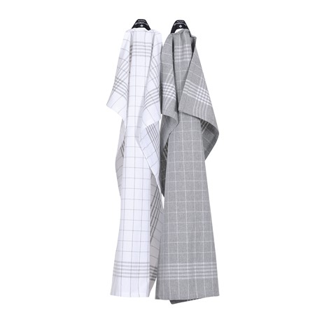 Återvunnen Kökshandduk 2-pack Astrid, Grå/Vit
