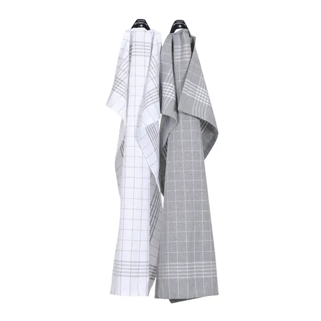 Återvunnen Kökshandduk 2-pack Astrid, Grå/Vit