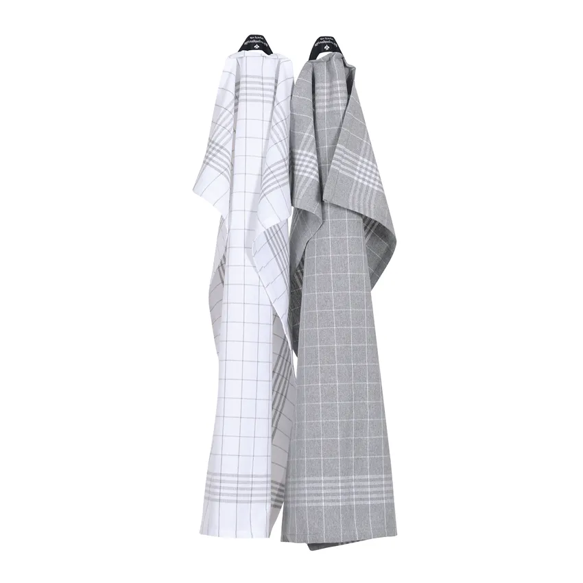 Återvunnen Kökshandduk 2-pack Astrid, Grå/Vit