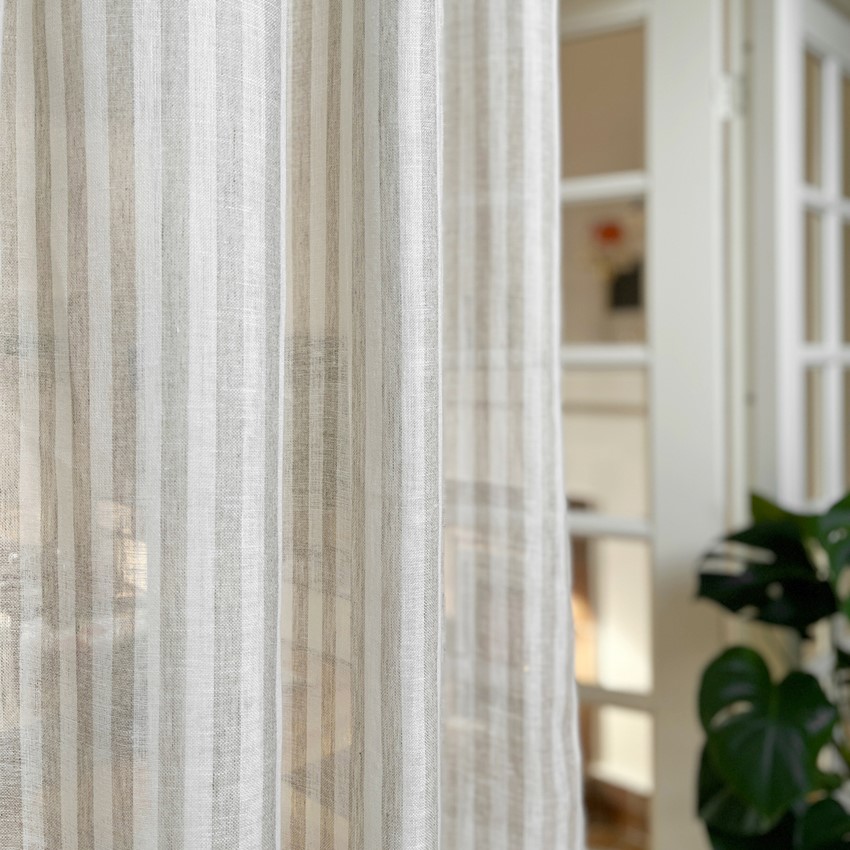 Gardinlängd 2-pack Lotta, Linne/Off-White