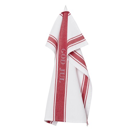 Återvunnen Kökshandduk God Jul, Mörkröd/Vit