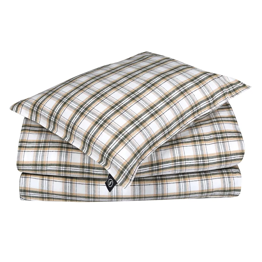 Återvunnet Påslakanset Björkliden, Olivgrön/Beige
