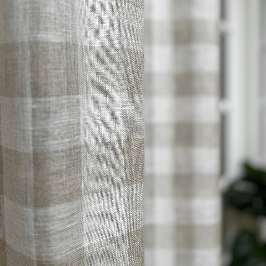 Gardinlängd 2-pack Lisen, Linne/Off-White