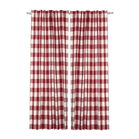 Återvunnen Gardinlängd 2-pack Ted, Mörkröd/Beige