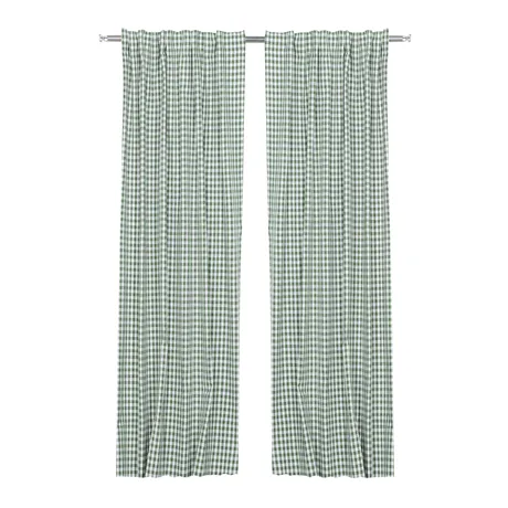 Återvunnen Gardinlängd 2-pack Bella, Grön/Vit