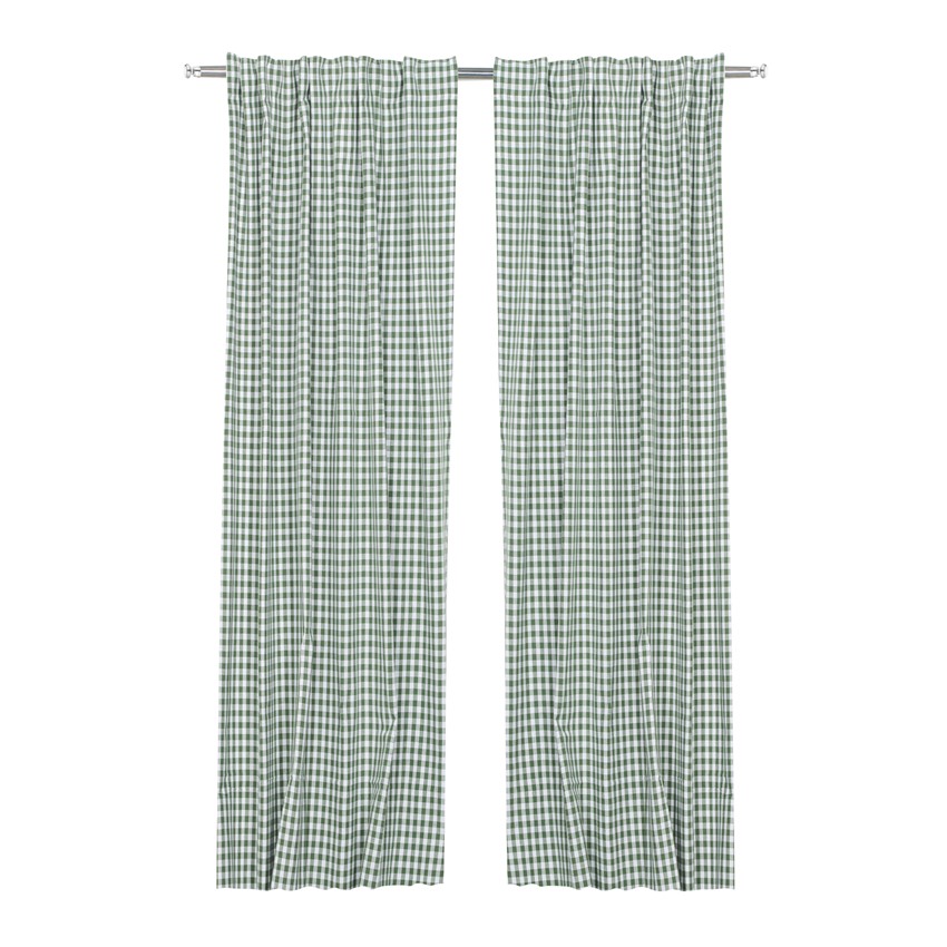 Återvunnen Gardinlängd 2-pack Bella, Grön/Vit