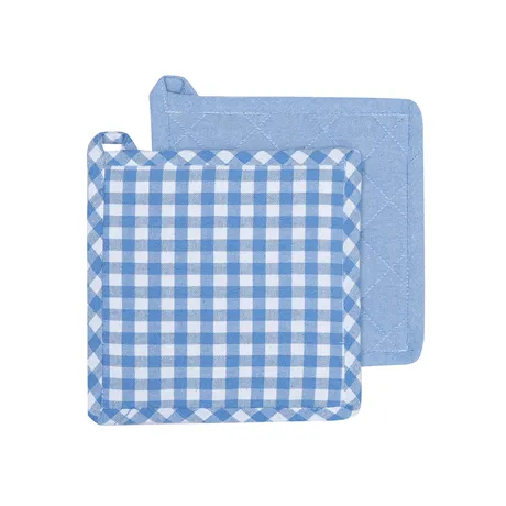 Återvunnen Grytlapp 2-pack Bella, Ljusblå/Vit