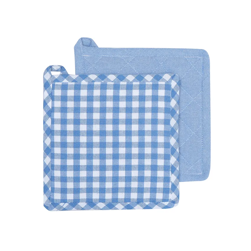 Återvunnen Grytlapp 2-pack Bella, Ljusblå/Vit