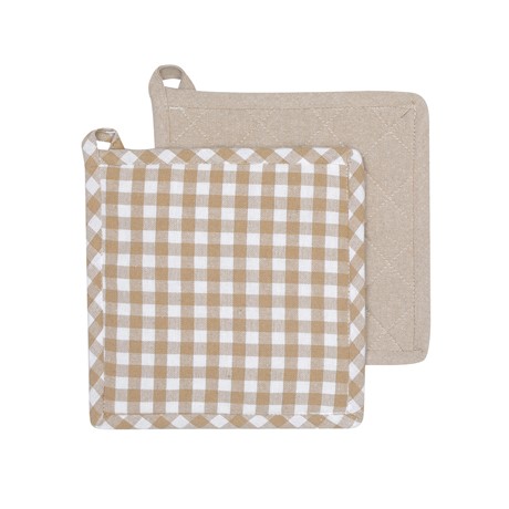 Återvunnen Grytlapp 2-pack Bella, Sand/Vit