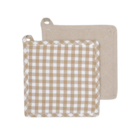 Återvunnen Grytlapp 2-pack Bella, Sand/Vit
