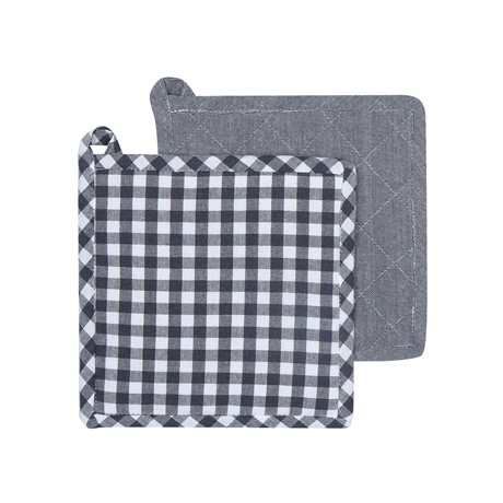 Återvunnen Grytlapp 2-pack Bella, Mörkgrå/Vit