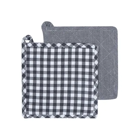 Återvunnen Grytlapp 2-pack Bella, Mörkgrå/Vit