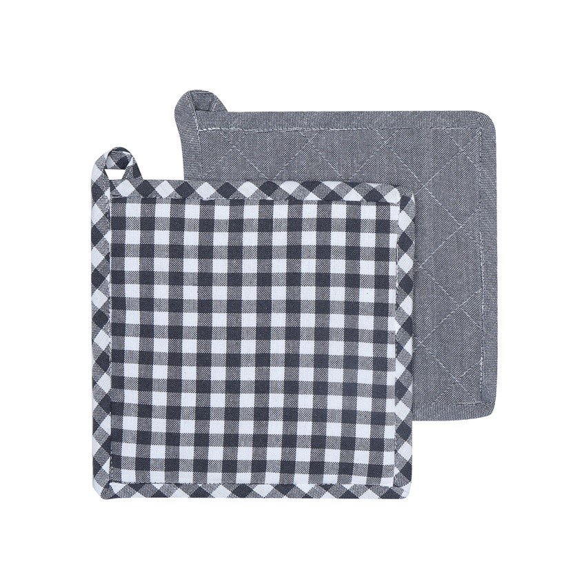 Återvunnen Grytlapp 2-pack Bella, Mörkgrå/Vit