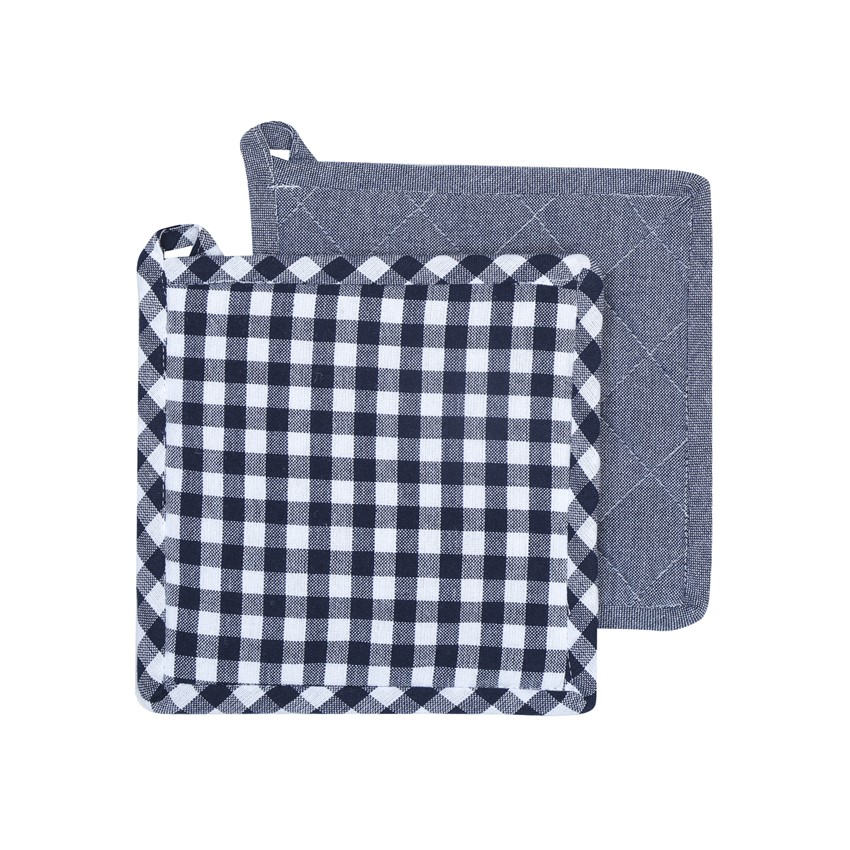 Återvunnen Grytlapp 2-pack Bella, Marinblå/Vit