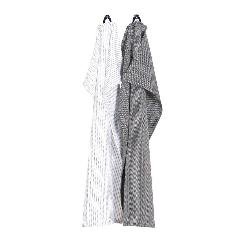 Återvunnen Kökshandduk 2-pack Bianca, Mörkgrå/Vit